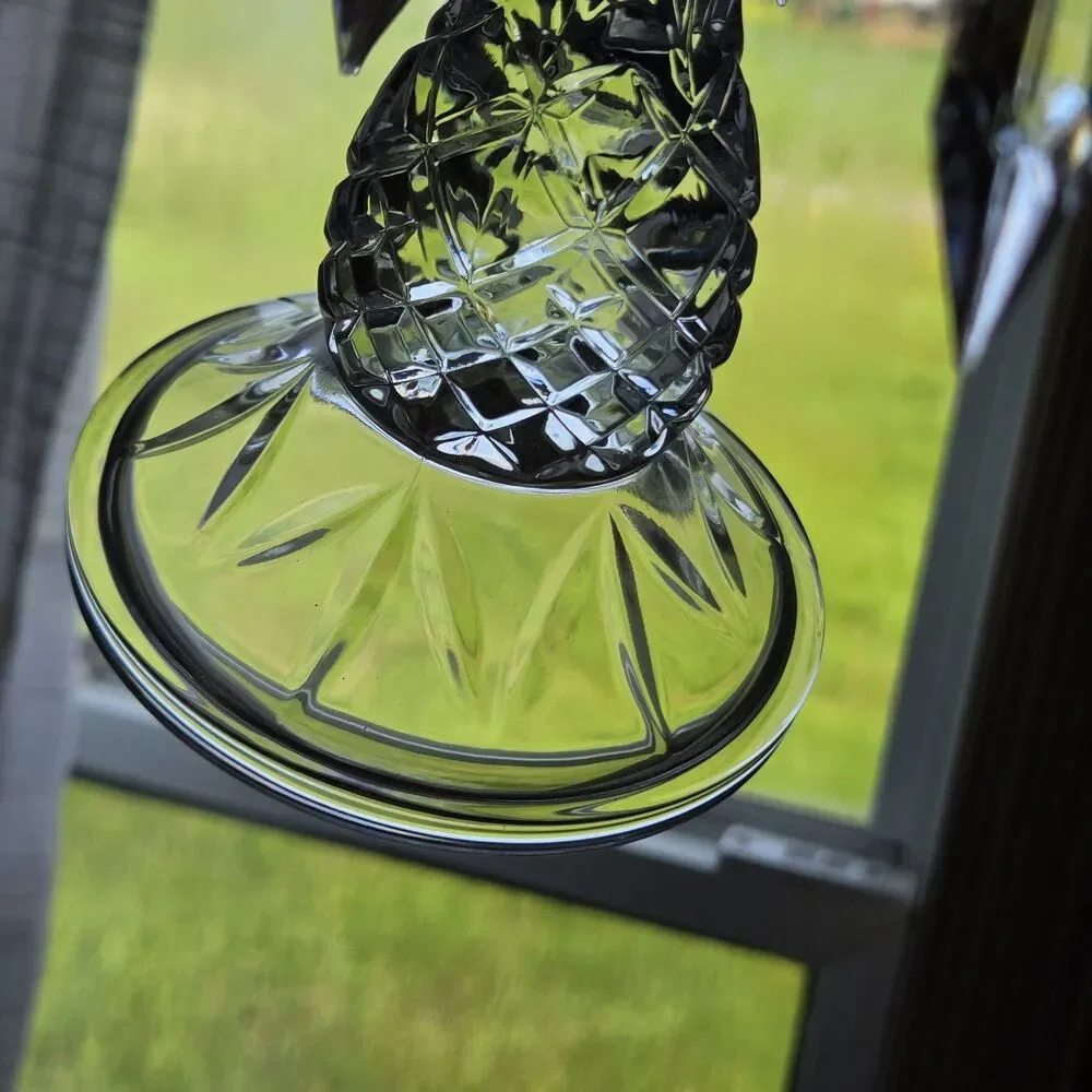 Vtg MCM Indiana Glass Cambridge Candleholder Dangling Prisms, Art Deco 6